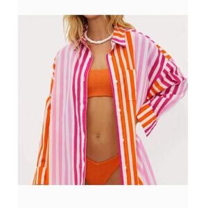 Beach Riot Women's Alexa Top Sunset Stripes SZ L/XL Coverup Vacation Beach